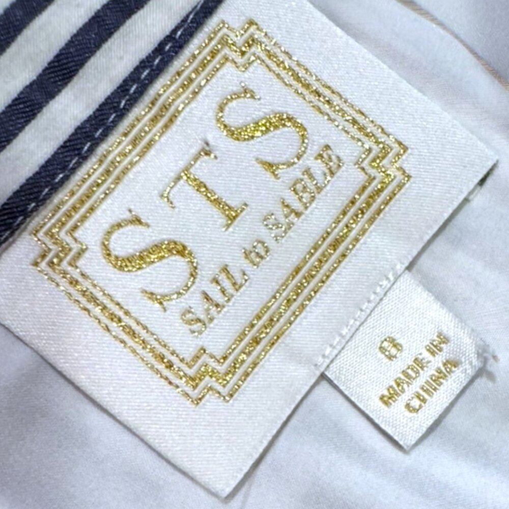 Sail to Sable STS Navy White Stripe Slim Ankle Pants Size 8 - Picture 3 of 5